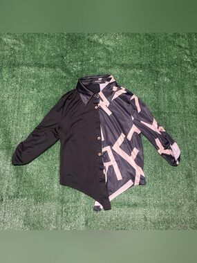 chic Two-Tone Black and Blush Satin Top